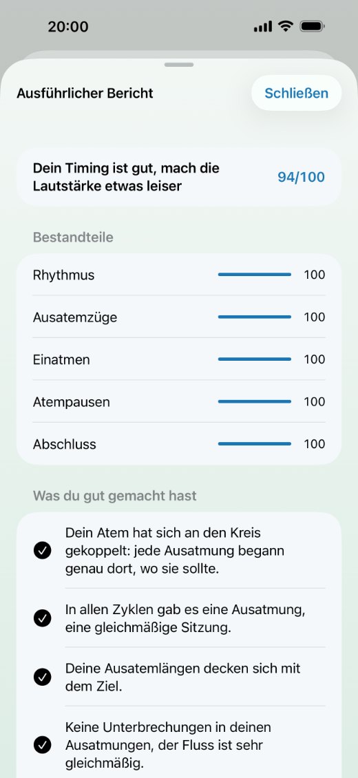 Ausführlicher Bericht: Punktzahl, Bestandteile und was du gut gemacht hast