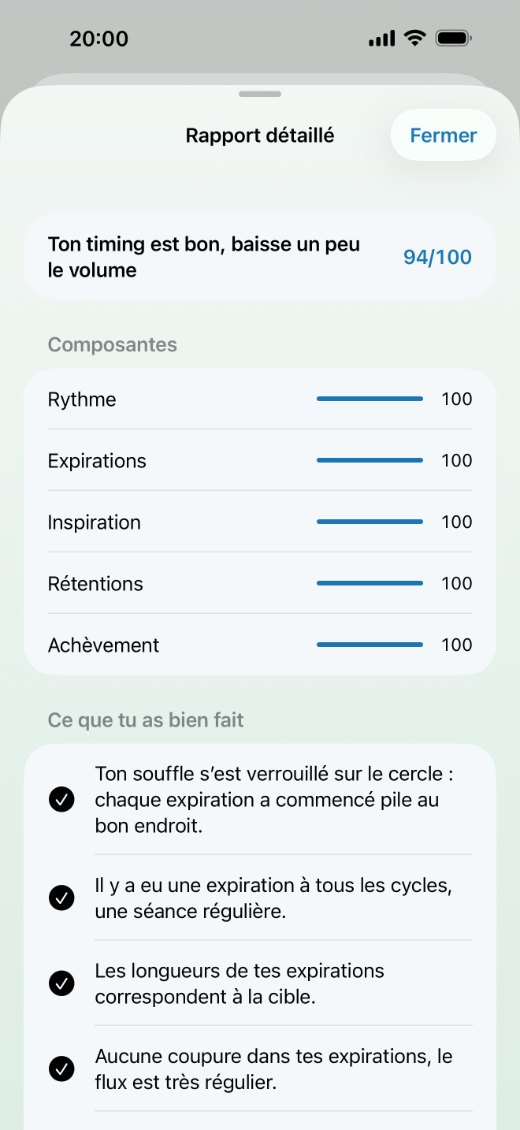 Rapport détaillé : score, composantes et ce que tu as bien fait
